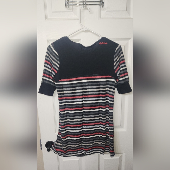 Volcom Striped Tunic/Dress, Size M, Pink/Black/Gray/White - Picture 4 of 5
